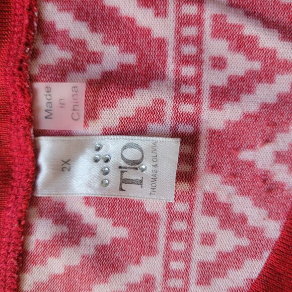 Thomas & Olivia Red & White Llama Christmas Sweater Festive Sequin Scarf Design - Picture 7 of 7